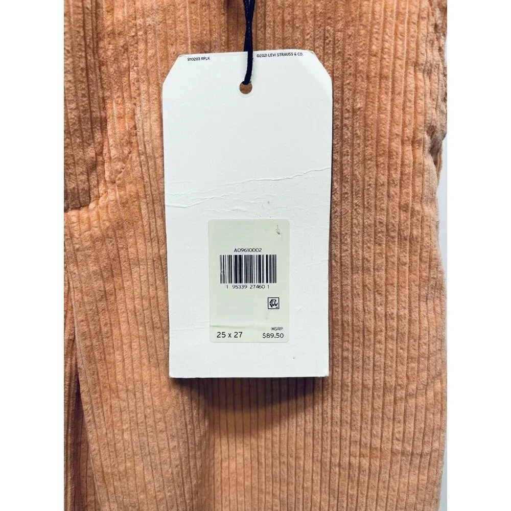 Levi's Pants Corduroy Sz 25x27 Women’s High Rise Math Club Flare Trouser Orange - Picture 7 of 10